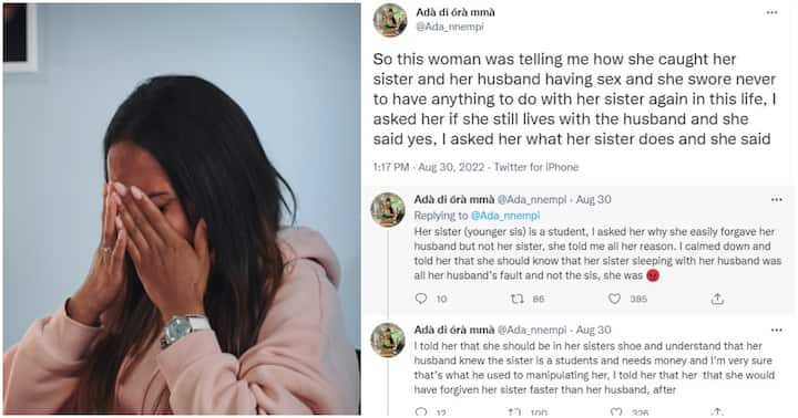 Drama as Wife Forgives Spouse Infidelity but Disown Younger sister Caught in the act.
